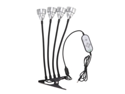 Lámpara Led De Cultivo Aleación Aluminio Con 4 Cabezales, Flexible Y Ajustable, Conexión Usb Clip Pa