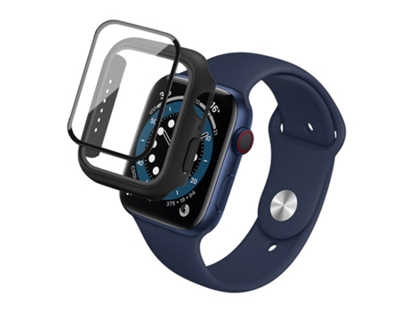 Funda protectora IMAK a prueba de golpes con película de vidrio templado para Apple Watch Series 6 y SE y 5 y 4 44 mm (negro)