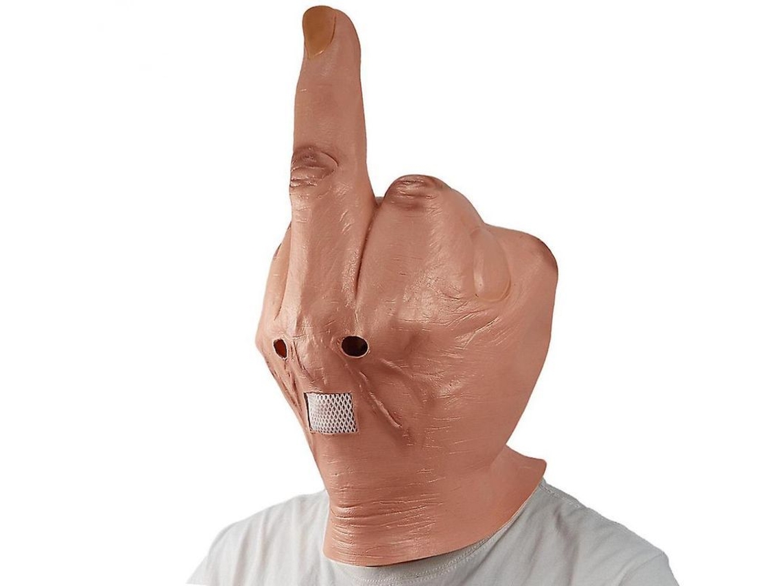 Máscara De Látex Con El Dedo Medio Para Halloween, Cosplay, Accesorios De Carnaval, Cobertura Facial Completa Sme