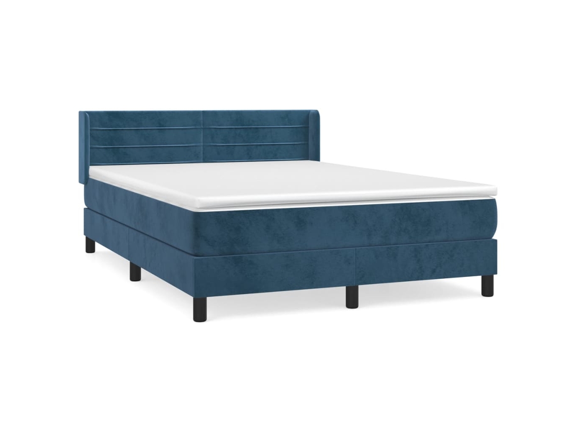 Maison Exclusive - Cama Box Spring Con Colchón Terciopelo Azul Oscuro 140x190 Cm