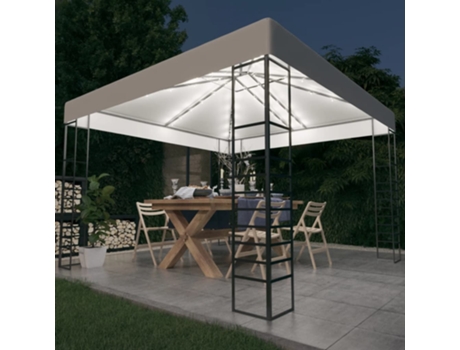 MAISON EXCLUSIVE Carpa cenador de jardín con tira de luces LED 3x3 m blanco