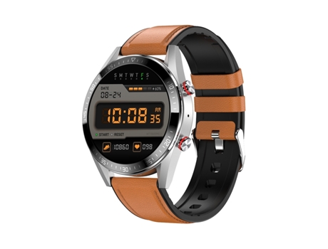 Smartwatch DW16 con pantalla AMOLED de 1,39 pulgadas, monitorización de frecuencia cardíaca/presión arterial, correa de cuero