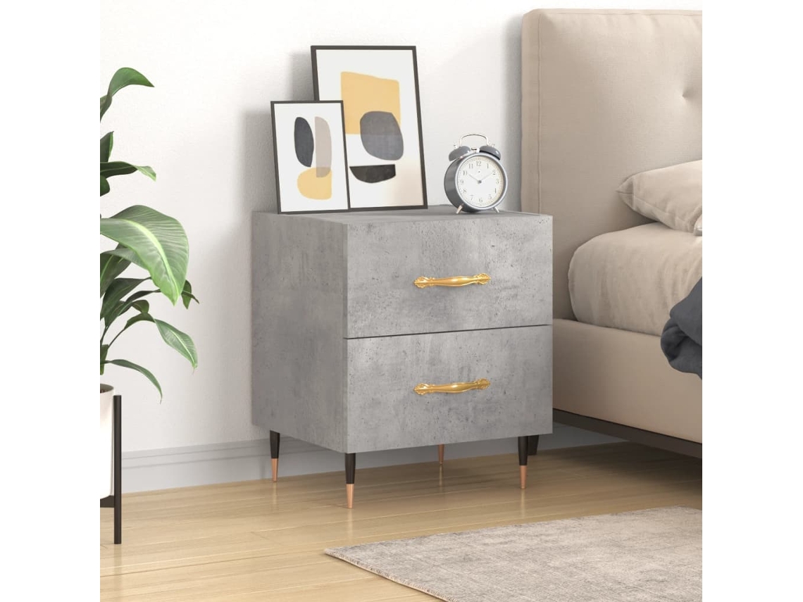 Mesita de Noche 40X35X47,5Cm Derivados de Madera Gris Cemento
