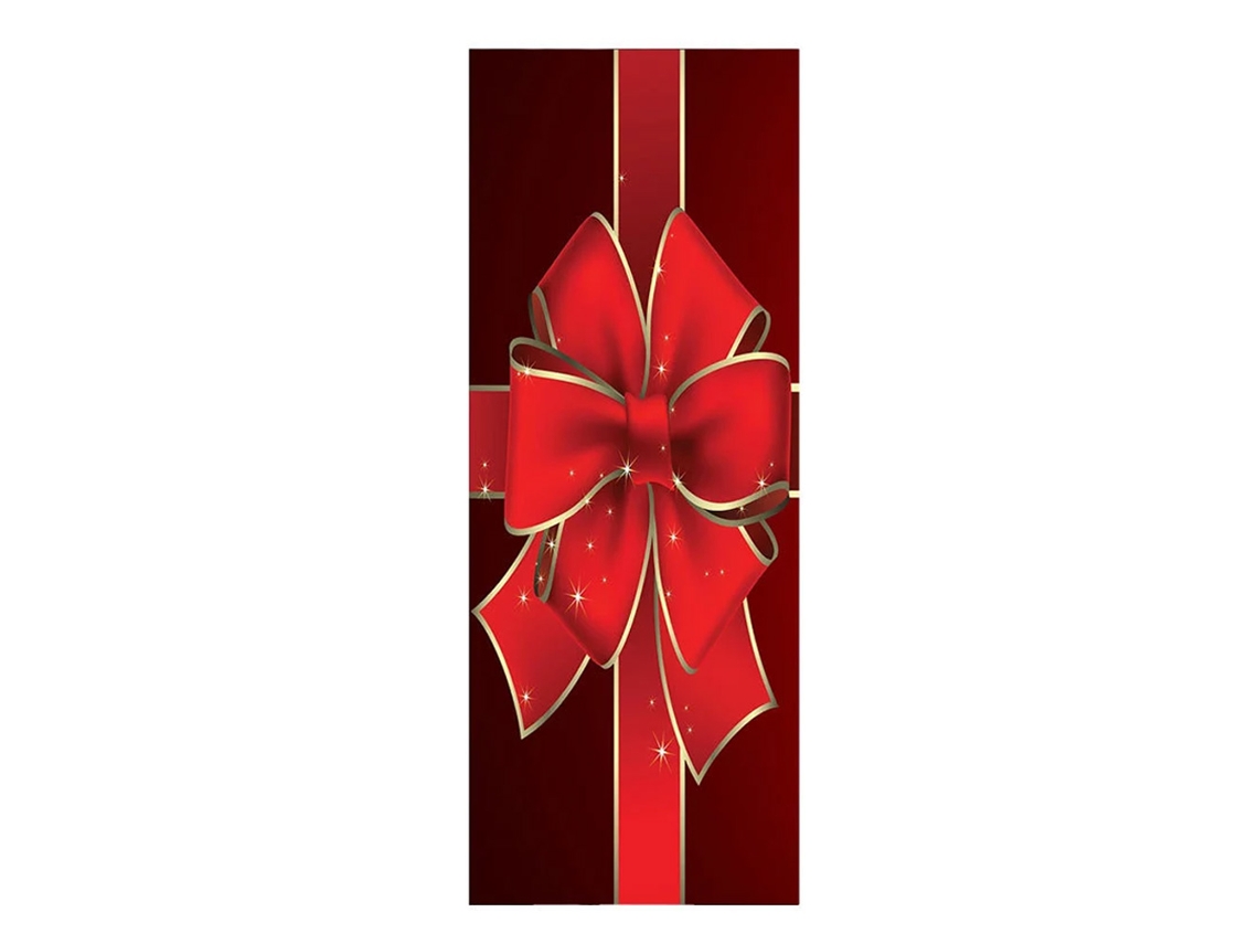 Adhesivo navideño extraíble impermeable con lazo rojo 3D