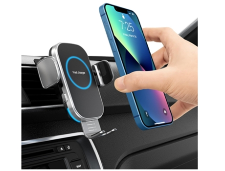 Cargador Inalámbrico Automóvil Sujeción Teléfono Ventilación BISBISOUS Negro