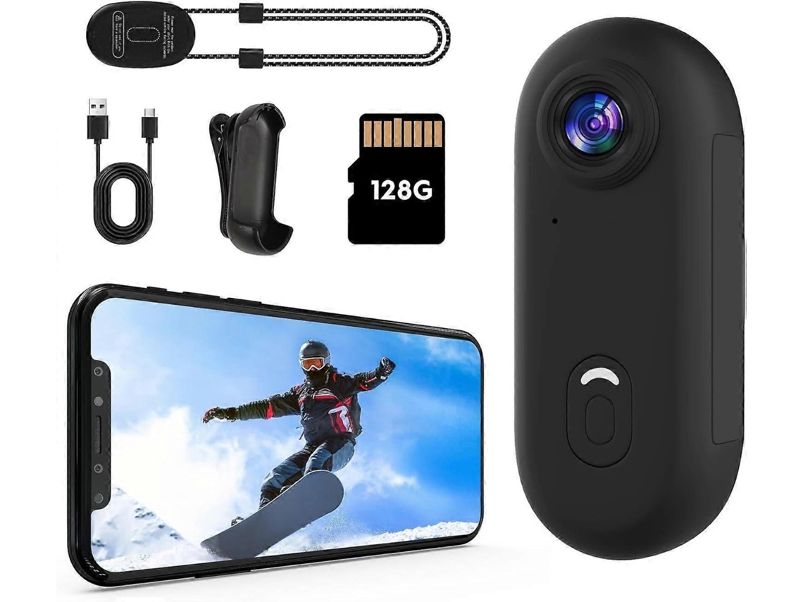 Cámara de acción 4K para pulgar, minicámara corporal portátil de 128 GB con accesorios magnéticos. TAISHENGDA