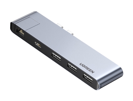 Adaptador UGREEN 60565 Cm218 5In1 Tipo-C a Thunderbolt3 3Usb3.0 1000Mbps para Macbookpro/Air