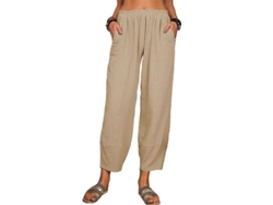 Fasst-pantalones Casuales Rectos Para Mujer Con Cintura Elástica Sueltos De Mezcla De Algodón De Alta Calidad