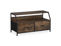 Relaxdays Mesa De Tv, Industrial, Axlxp: 48,5 X 93 X 41,5 Cm, Metal, Madeira, 2 Gavetas, Mesa De Tv, Castanho/preto