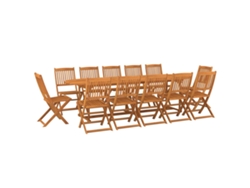 Conjunto 13 comedor de jardín VIDAXL madera maciza acacia (280x90x75cm)