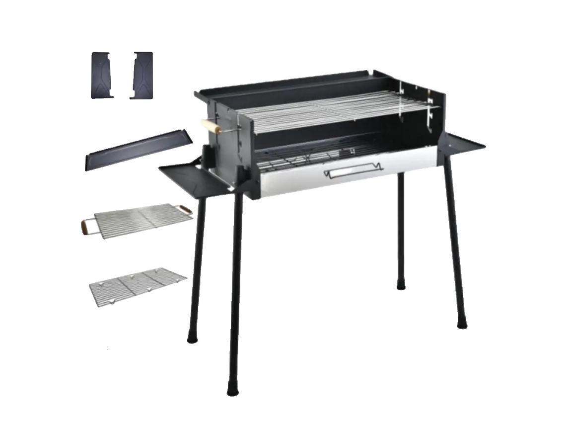 Parrilla para barbacoa, temperatura ajustable, resistente al viento, estante de almacenamiento plegable, color negro OEM