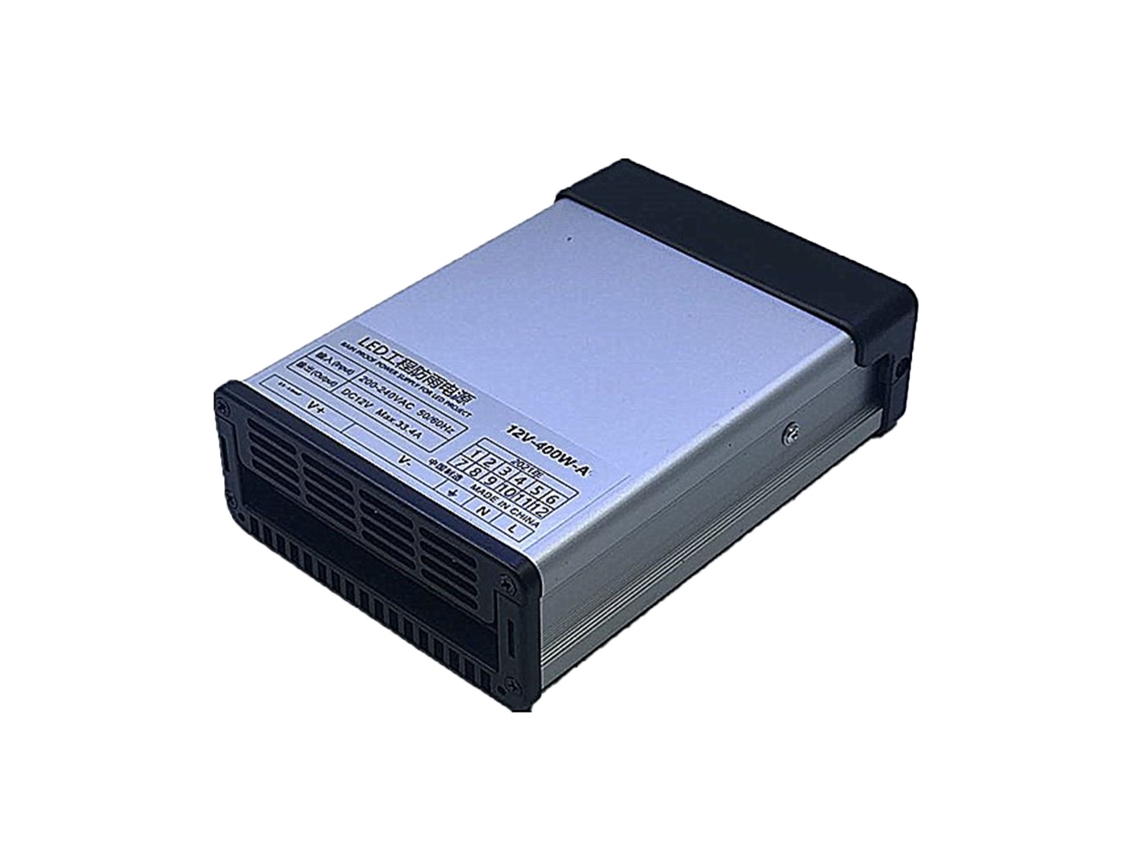 Fuente De Alimentación Conmutada De 400 W Y 12 V, Resistente A La Lluvia, Para Iluminación Led Industrial Con Protección Contra Cortocircuitos.