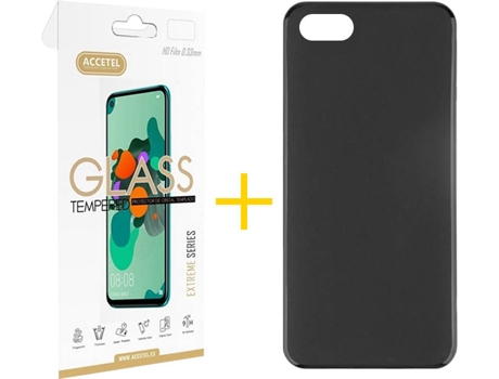 Kit Funda + Protector de Pantalla Alcatel 1V 2019 ACCETEL Liso (Negro)