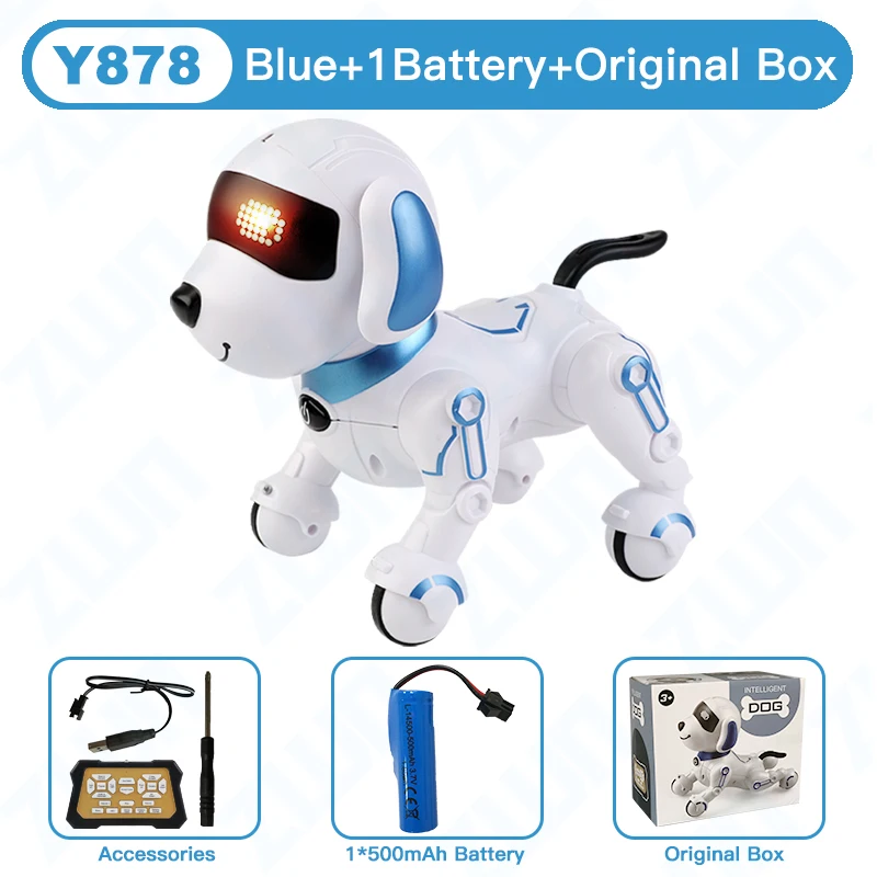 (y878 Azul) Robot De Juguete Electrónico Con Control Remoto, Control Por Voz, Con Música, Regalo Para Niños.