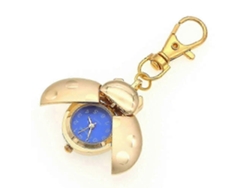 Reloj de bolsillo con forma de mariquita/escarabajo, de cuarzo para mujer, hombre o niño, con llavero GOKOCO.
