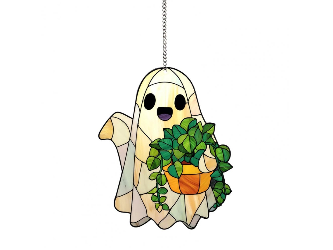 Fantasma colgante acrílico de la serie Sun, colgante decorativo de Halloween para ventanas y porches, estilo B Viewleaf