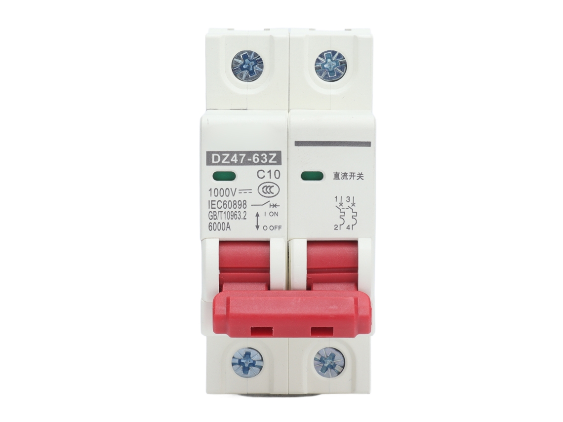 Disyuntor De Corriente Continua Miniatura 2 Polos 1000v 10amp Para Sistema Fotovoltaico Solar Din Rail