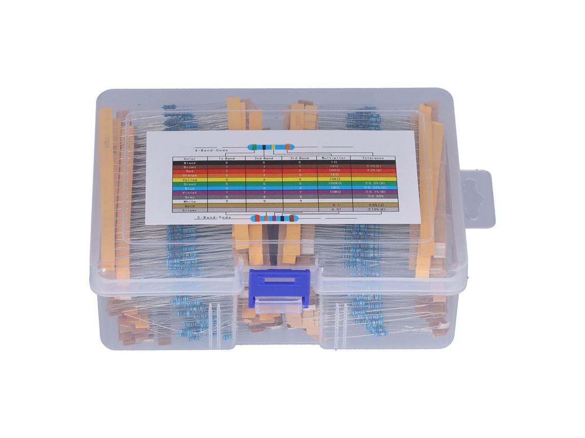 Kit De Resistencias De Película Metálica 2600 Piezas 1rω-3mω 1/4w Accesorios Electrónicos