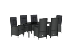 Maison Exclusive - Conjunto De Comedor De Jardín 7 Pcs Negro Ratán Sintético