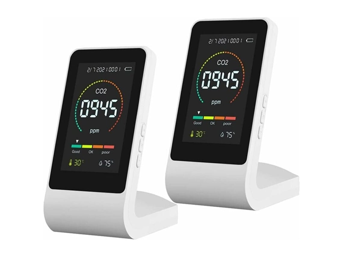 Detector de CO2 3 en 1 con sensores de temperatura, humedad y calidad del aire, para habitaciones o sótanos, paquete de 2 pulgadas STELASPLEN