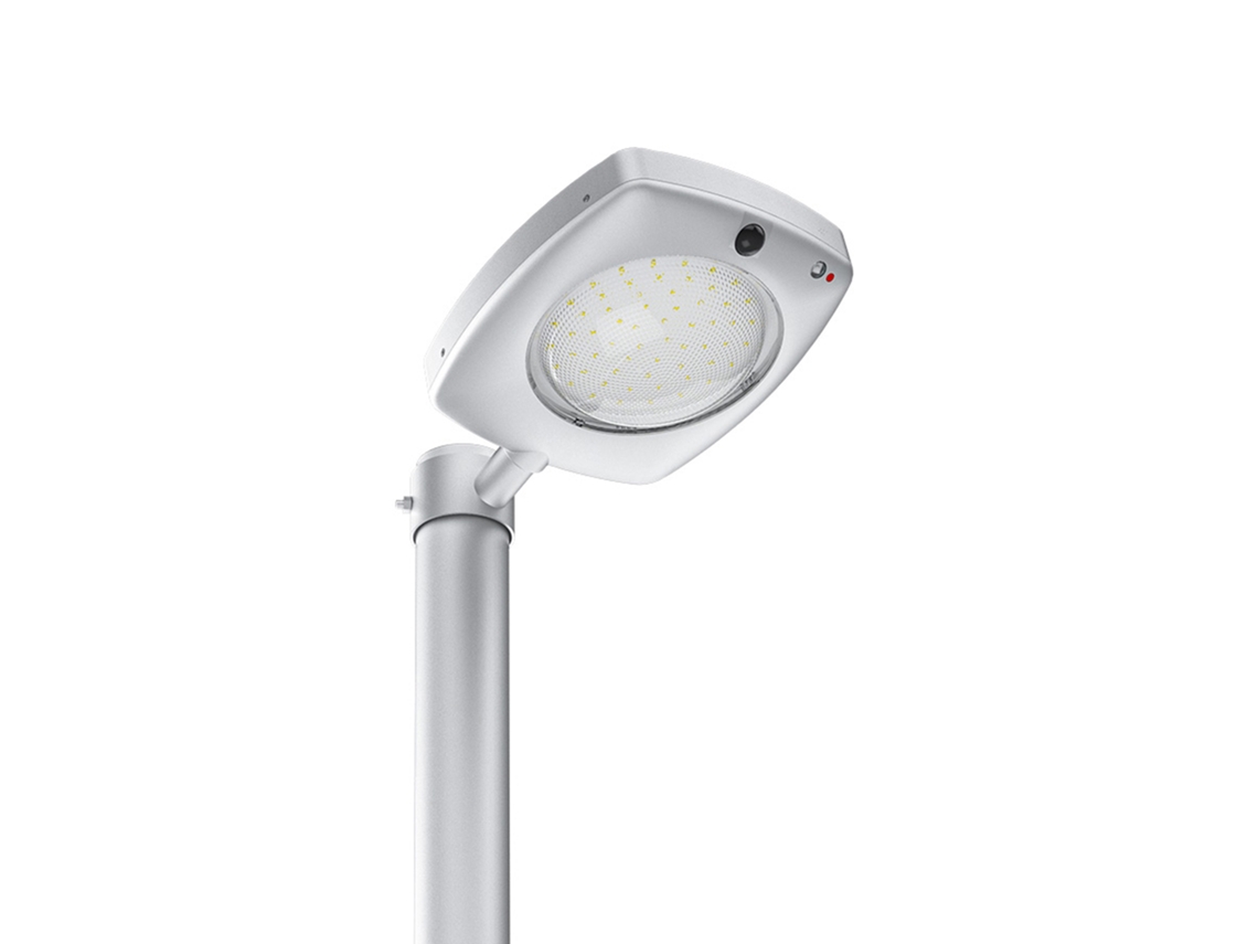 Farola solar LED de 3000 lm con sensor crepuscular, sensor PIR y control remoto.