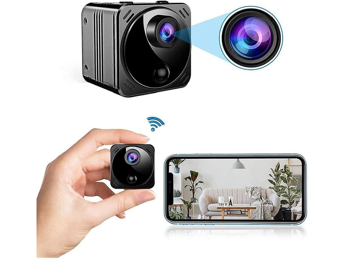 Mini cámara de seguridad WiFi, 1080P HD, visión nocturna creativa y detección de movimiento (negra) Bestvite