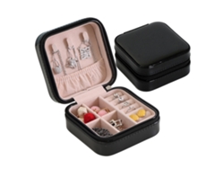 Caja de Organización Viaje Portátil Joyas Negro (11x11x6cm) Kofihety