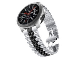 Bracelete Para Amazfit Gtr 2 / Gtr 47mm - Aço Cinco Contas (20mm) - Preto Prateado