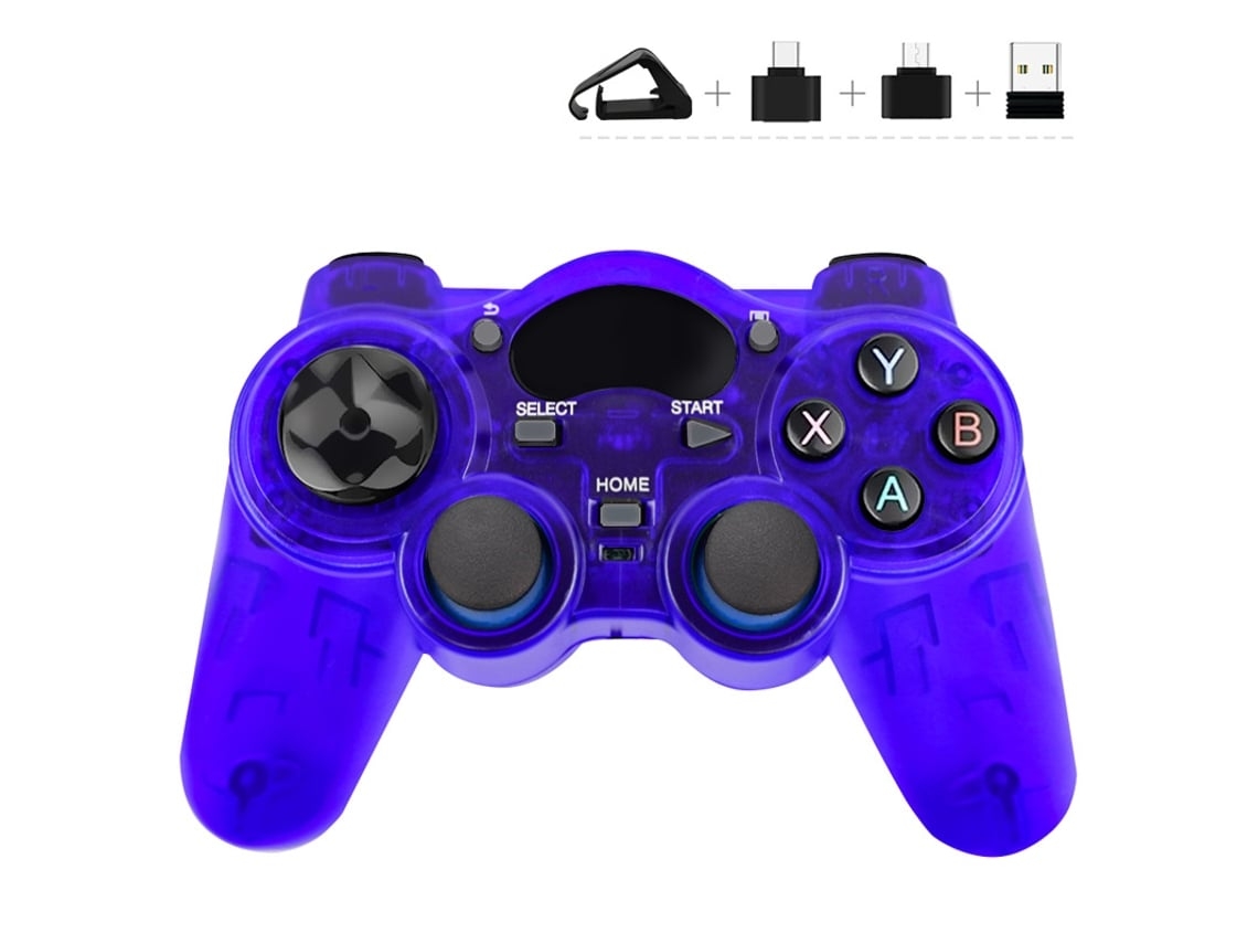 Joystick Inalámbrico De 2,8 Ghz Compatible Con Smartphones, Tabletas Y Decodificadores De Smart Tv. Color Azul Transparente*.