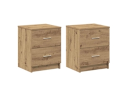 Maison Exclusive - Mesitas De Noche (2 Unidades) Con 2 Cajones, Roble Artesanal, 40x36x50 Cm