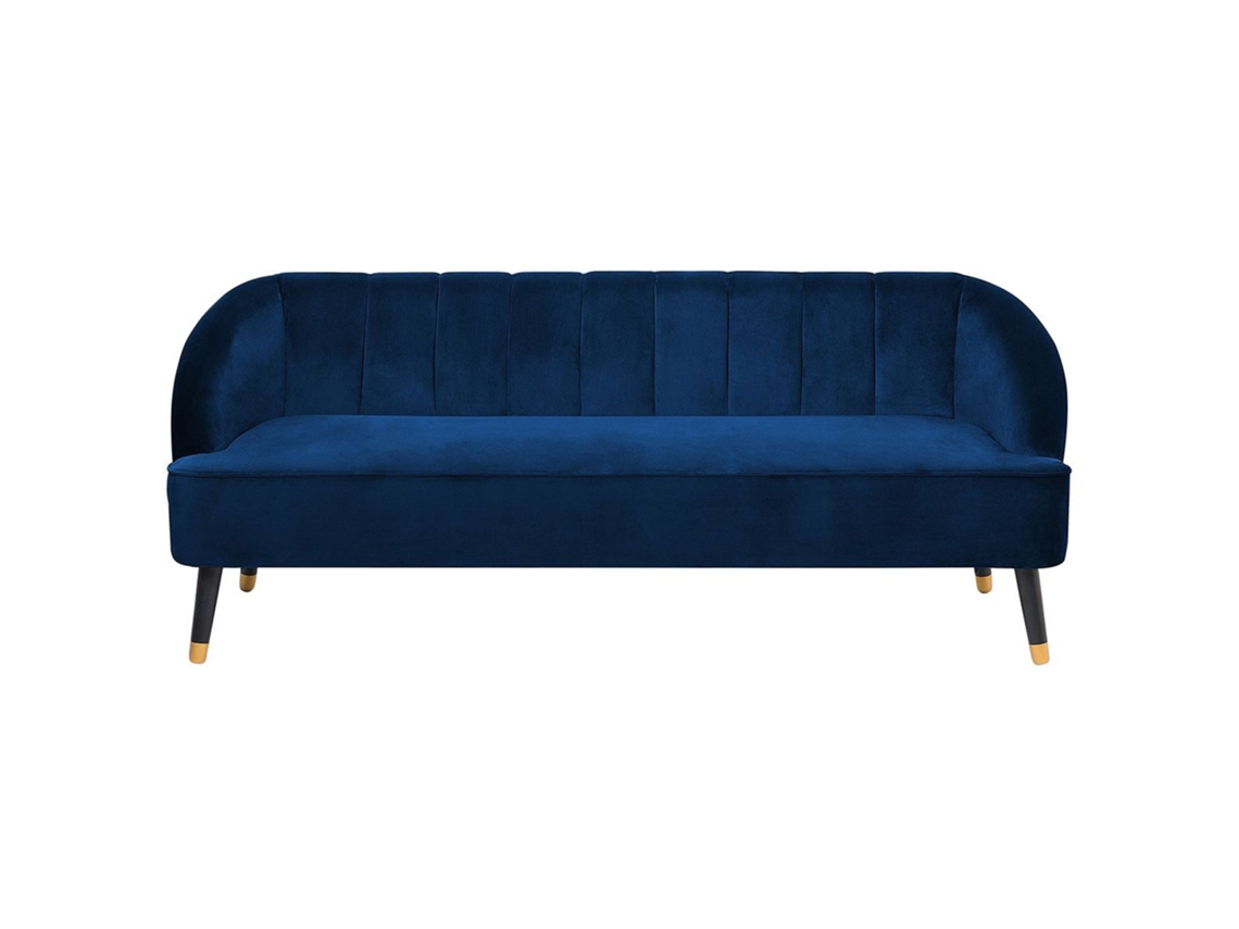 Sofá de 3 plazas BELIANI Alsvag de Terciopelo Azul 191x73x73