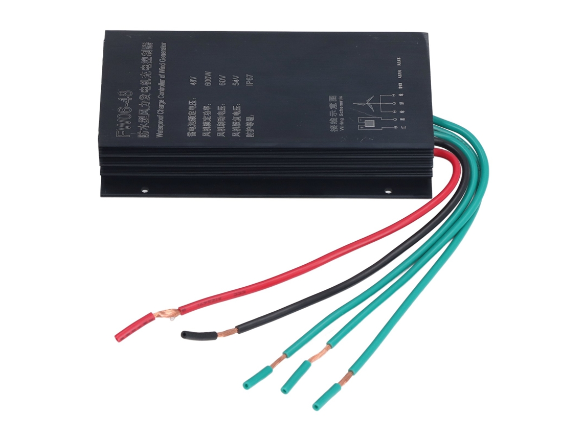 Controlador de carga para turbina eólica de 48 V y 600 W, resistente al agua con clasificación IP67, con carga automática y diseño integrado (sin marca).