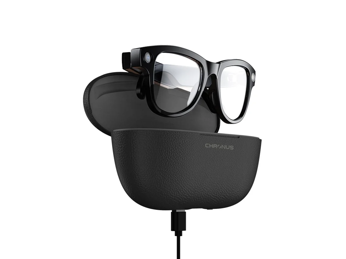 Gafas inteligentes IKIKSO M02 con IA (cámara de 1200p, micrófonos duales, estuche de carga de 3600 mAh, color negro)