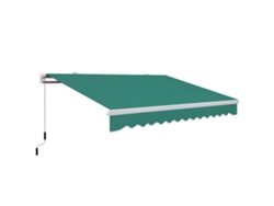 Toldo Manual De 395x245 Cm Con Manivela, De Aluminio Y Poliéster, Color Verde Uv, Para Balcón O Terraza.