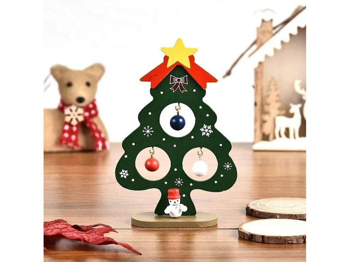 Árbol De Navidad De Madera En Miniatura Para Decoración De Mesa, Adorno Creativo, 13,7 X 9 X 3,5 Cm, Verde/rojo