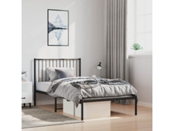 Estructura Cama Sin Colchón Con Cabecero Metal Negro 100x190 Cm