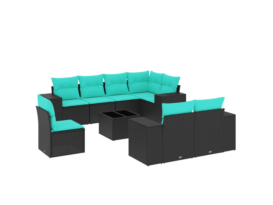 Maison Exclusive - Conjunto De Sofá De Jardín De 9 Piezas Con Cojines, De Poliratán Negro