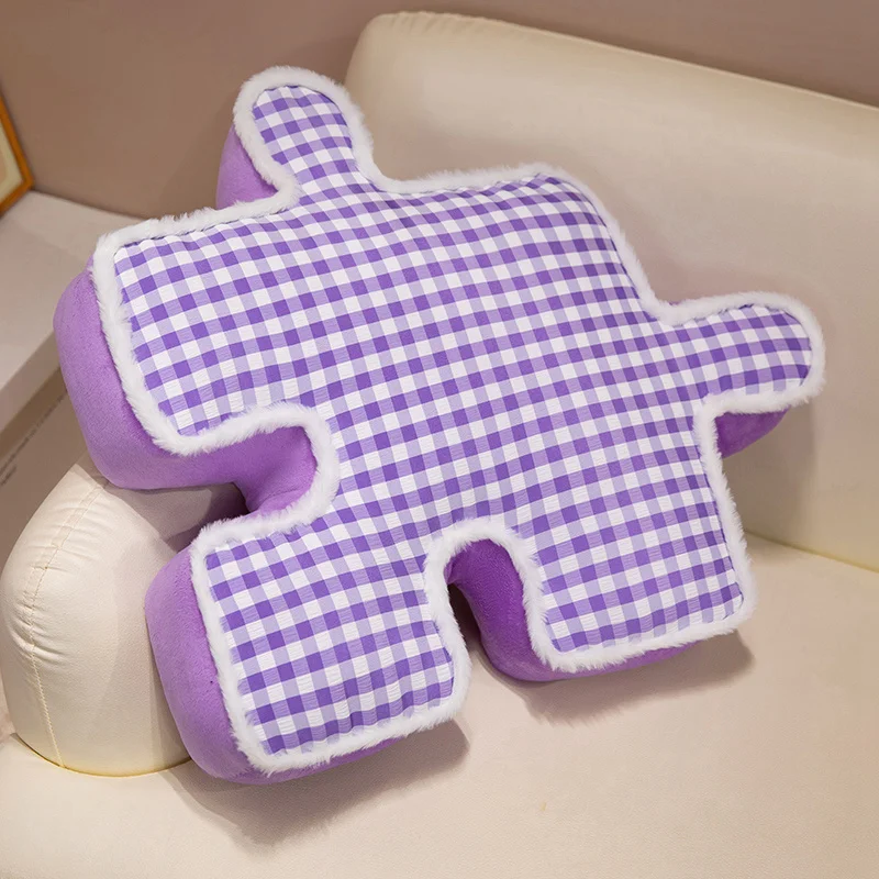 Cojín Decorativo Con Diseño De Cuadrícula De Rompecabezas Para Adultos (morado, 54 Cm)