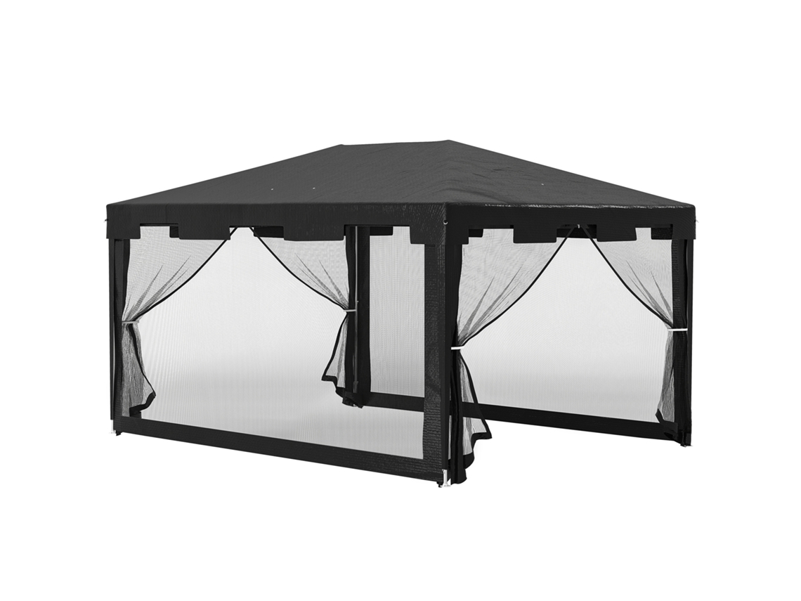 Cenador de jardín plegable de 3x3 m, resistente a la intemperie, 395x295x255 cm, color negro.