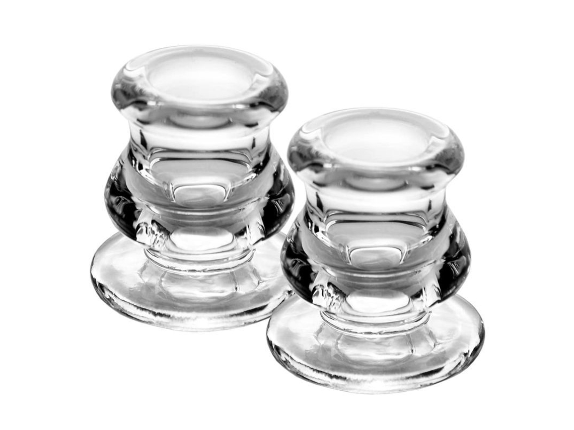 Set De 2 Portavelas De Cristal Para Velas Taper, Decoración Hogar, Boda O Fiesta