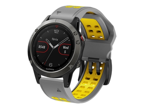 Correa de Silicona liberación rápida dos colores para Garmin Fenix 7/6/5 - gris/amarillo