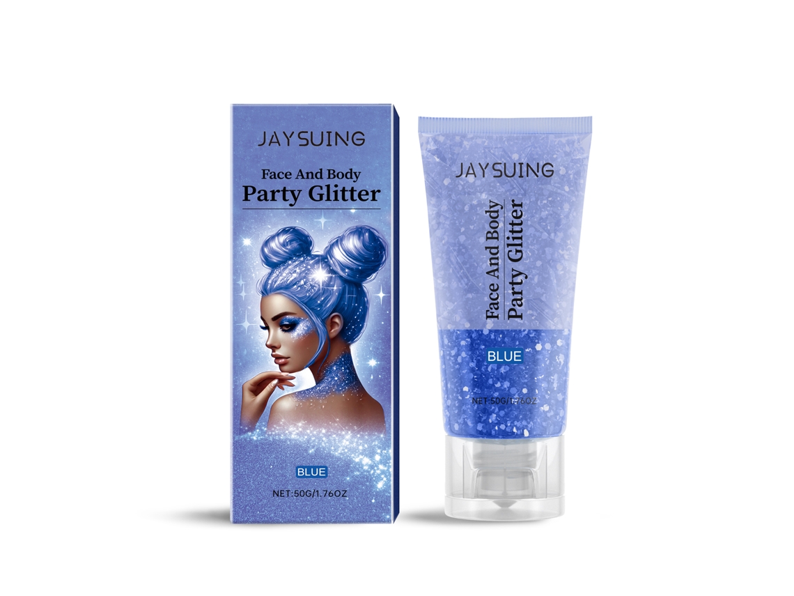 Gel con purpurina azul brillante para decoración y belleza.
