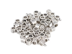 50 Perlas De Plata Antigua Para Decoración De Barba Y Trenzas, Accesorios De Pelo Y Joyería Diy