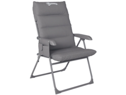 Silla plegable de camping, ajustable, 5 niveles, bolsillos laterales, 105 cm, gris claro.