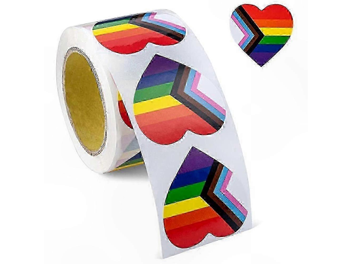 Pegatinas en forma de corazón con la bandera arcoíris para la concienciación y celebración LGBTQ+.