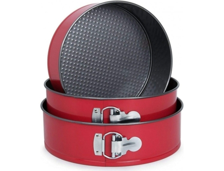3 Moldes Rojos Para Tartas Pasteles Bizcochos Bandeja-Antiadherentes Springform-Gep GERIMPORT