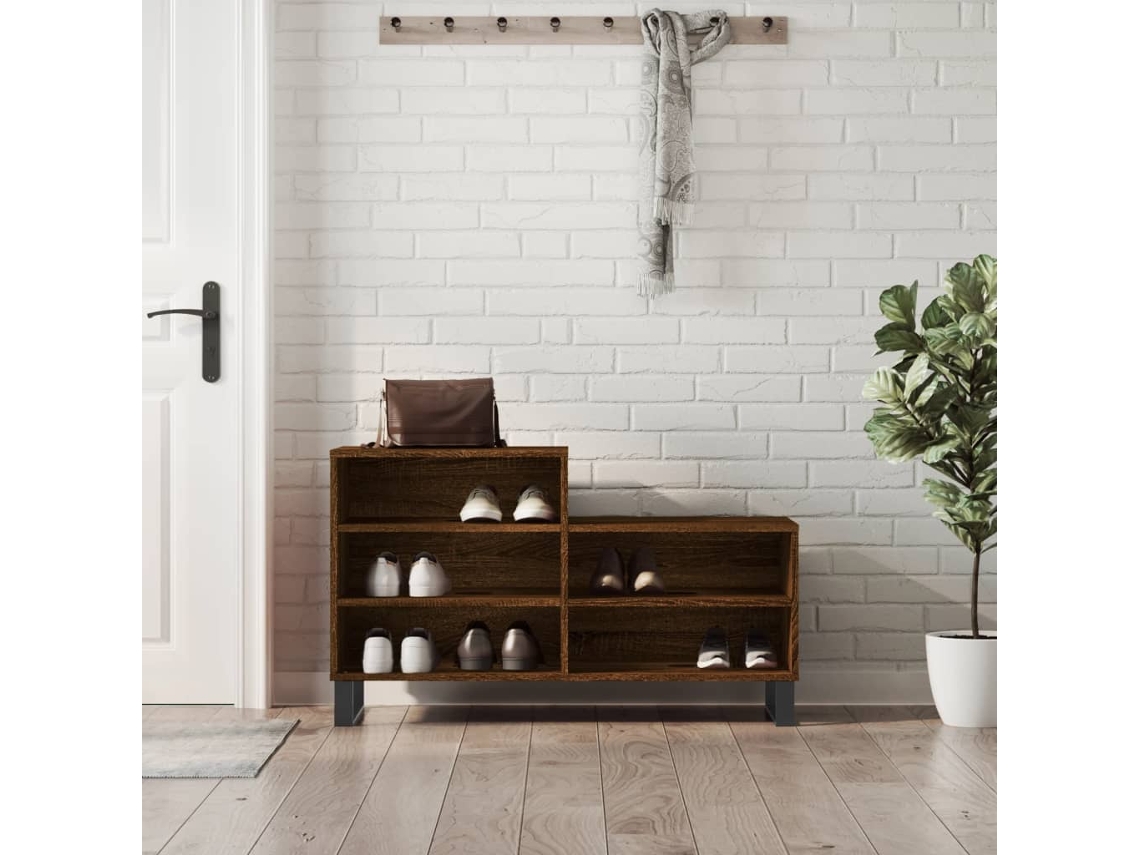 Mueble Zapatero | Armario Zapatero Madera Contrachapada Roble Marrón 102x36x60 Cm