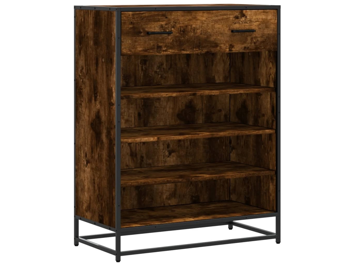 Zapatero de madera y metal, roble ahumado, MAISON EXCLUSIVE, 75x38x97,5 cm