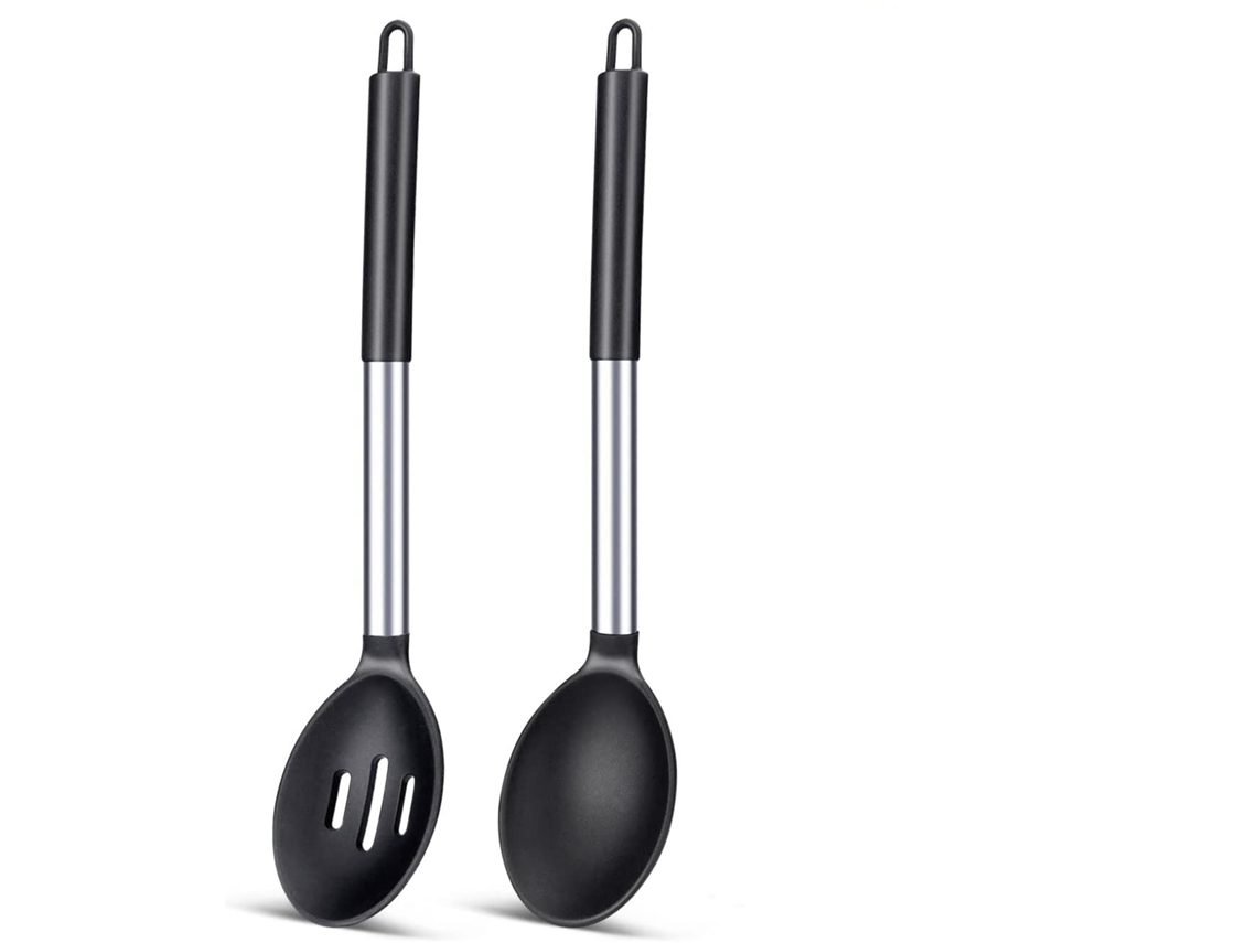 Juego de 2 cucharas de cocina de silicona - Resistente al calor RNEMITERY