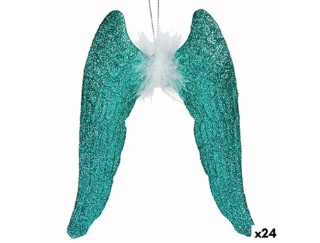 Conjunto de Adornos de Navidad KRIST Adorno Navideño Alas Ángel Plástico Verde - 24un (2.5x12.5X15cm)